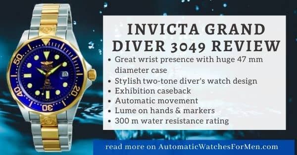 bund kylling tør Invicta Grand Diver 3049 Review | Automatic Watches For Men